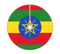 Jupe de sapin de Noël imprimée drapeau de l'Éthiopie - Tapis de décoration d'intérieur - Pour décoration intérieure, fête de Noël et réveillon du Nouvel An