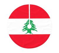 Jupe de sapin de Noël imprimée drapeau du Liban, décoration rustique pour sapin de Noël, décoration de vacances et protection du sol