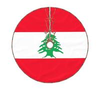 Jupe de sapin de Noël imprimée drapeau du Liban, décorations de tapis de sapin de Noël, pour décorations d'intérieur et d'extérieur