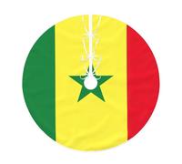 Jupe de sapin de Noël imprimée drapeau du Sénégal, tapis de décoration de maison de vacances en lin avec bordure pour fête de Noël et réveillon du Nouvel An