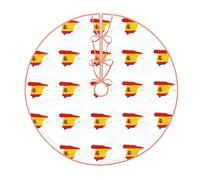 Jupe de sapin de Noël imprimée drapeau espagnol, décorations de vacances amusantes pour Noël, Halloween, Nouvel An, décorations de fête