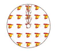 Jupe de sapin de Noël imprimée drapeau espagnol, décorations de vacances amusantes pour Noël, Halloween, Nouvel An, décorations de fête