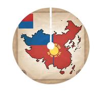 Jupe de sapin de Noël imprimée drapeau mongol abstrait, jupe de sapin de Noël colorée matelassée, parfaite pour les petits et grands arbres