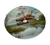 Jupe de sapin de Noël imprimée Livres flottants sur le lac 91,4 cm - Décoration de Noël pour fêtes de Noël et du Nouvel An