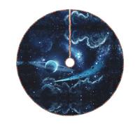 Jupe de sapin de Noël imprimée lune, étoiles et planètes, décoration festive pour une ambiance de vacances parfaite