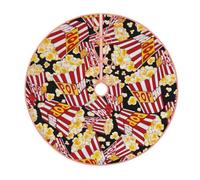 Jupe de sapin de Noël imprimée Popcorn - Tapis de décoration de maison de vacances avec bordure pour fête de Noël et réveillon du Nouvel An