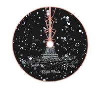Jupe de sapin de Noël imprimée Tour Eiffel de la nuit de Paris, décoration de vacances, convient pour les tapis de sapin de Noël traditionnels de ferme