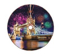 Jupe de sapin de Noël imprimée Tower Bridge de Londres, décorations de vacances amusantes pour Noël, Halloween, Nouvel An, décorations de fête