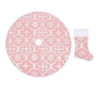 vidaXL Jupe de sapin de Noël de luxe avec chaussette Rose 90 cm Tissu