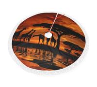 Jupe de sapin de Noël majestueux girafe africaine avec franges élégantes pour salon, décoration de ferme