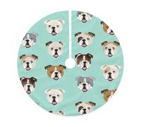 Jupe de sapin de Noël matelassée avec imprimé bouledogue anglais, parfaite pour la protection du sol des vacances et les décorations saisonnières