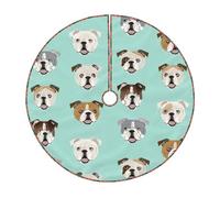 Jupe de sapin de Noël matelassée avec imprimé bouledogue anglais, parfaite pour la protection du sol des vacances et les décorations saisonnières