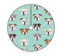 Jupe de sapin de Noël matelassée avec visages de bouledogue anglais, parfaite pour la protection du sol des vacances et les décorations saisonnières