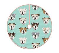 Jupe de sapin de Noël matelassée avec visages de bouledogue anglais, parfaite pour la protection du sol des vacances et les décorations saisonnières