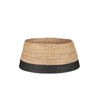 MICA Decorations Jupe de Sapin Noël, Couvre Pied Sapin Noël, Tapis de Neige Noel, Cache Pied Sapin - H26 x Ø58 cm - Jonc de mer - Noir