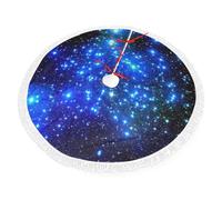 Jupe de sapin de Noël moelleuse avec pompons en polyester feutré pour décoration de fête de fin d'année, 76,2 cm/91,4 cm/121,9 cm, bleu brillant