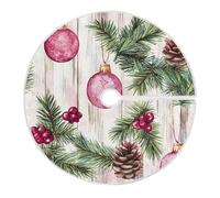 Jupe De Sapin De Noël Motif De Branches De Pin Christmas Tree Skirt Décoration Couverture De Sapin De Noël Vintage Jupe d'arbre pour Salon Hôtel Maison S