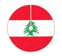 Jupe de sapin de Noël, motif drapeau du Liban, couverture de base de sapin de Noël, Nouvel An, décoration d'intérieur, tapis de sapin de Noël, cadeau