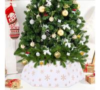 Jupe de Sapin de Noël, Panier de Sapin de Noël, Blanc Flocon de Neige Housse pour Sapin de Noël Cache Pied de Sapin Noël Pliable pour Décoration Sapin Noel (Champagne Or)