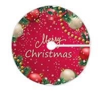 Jupe De Sapin De Noël Pin À Boule Rouge Merry Branch Jupe d'arbre Décoration Couverture De Sapin De Noël Peluche Christmas Tree Skirt pour Hôtel Salon Maison S