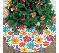 Jupe de Sapin de Noël rétro et Groovy à Fleurs, Ronde de 122 cm (48 Pouces), idéale pour décorer Noël, Halloween et Autres fêtes.