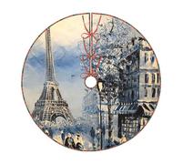 Jupe de sapin de Noël romantique avec imprimé Tour Eiffel de Paris, décoration de vacances, convient pour les tapis de sapin de Noël traditionnels
