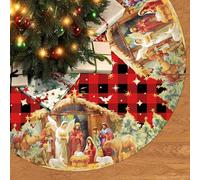 Jupe de Sapin de Noël Rond Tapis de Sapin de Noel Cache Pied Sapins de Noel Couvre-Pied Christmas Tree Skirt pour Décorations de Vacances de Fête(120cm)(01)