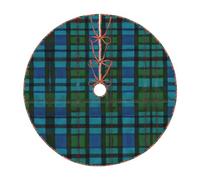 Jupe de sapin de Noël ronde à imprimé tartan écossais bleu et vert, 76,2 cm pour décoration d'intérieur et de vacances