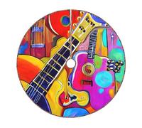 Jupe de sapin de Noël ronde avec impression acoustique et guitares colorées pour Noël, tapis de fête de Noël, décorations de vacances