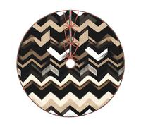 Jupe de sapin de Noël ronde avec imprimé zigzag Noir/blanc