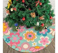 Jupe de Sapin de Noël Ronde de 91 cm (36 Pouces) à Motif Floral Vintage et Lumineux, idéale pour décorer Noël, Halloween et Autres fêtes.