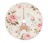 Jupe de sapin de Noël ronde en toile de jute - Tour Eiffel - Décoration de Noël - 91,4 cm