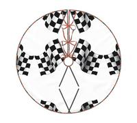 Jupe de sapin de Noël ronde noire et blanche à carreaux - Jupe de sapin de Noël imprimée - 91,4 cm - Décoration d'intérieur et de vacances