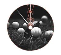 Jupe de sapin de Noël ronde noire et blanche avec imprimé golf, 91,4 cm, décoration d'intérieur et de vacances