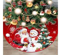 Jupe de Sapin de Noel, Rouge Cache Pied Sapin de Noel, Ronde Pied de Sapin de Noel, Tricot Tapis Sapin Noel, Couvre-Pied de Sapin pour Arbres de NoëL DéCorations de FêTes de Noel 90 cm