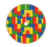 Jupe de sapin de Noël rustique à imprimé brique colorée, jupe de sapin de Noël matelassée, parfaite pour Noël, Halloween