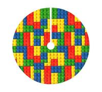 Jupe de sapin de Noël rustique à imprimé brique colorée, jupe de sapin de Noël matelassée, parfaite pour Noël, Halloween