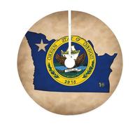 Jupe de sapin de Noël rustique avec drapeau abstrait de l'État de l'Oregon, parfaite pour Noël, Halloween et Nouvel An