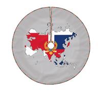 Jupe de sapin de Noël rustique avec drapeau du Monténégrin abstrait, parfaite pour la décoration de la ferme, la jupe de sapin de Noël