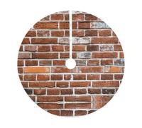 Jupe de sapin de Noël rustique avec impression murale de vieille brique, jupe de sapin de Noël matelassée, parfaite pour Noël, Halloween