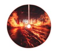 Jupe de sapin de Noël rustique avec imprimé brique réfractaire, parfaite pour Noël, Halloween et Nouvel An