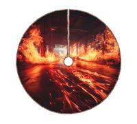 Jupe de sapin de Noël rustique avec imprimé brique réfractaire, parfaite pour Noël, Halloween et Nouvel An