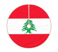Jupe de sapin de Noël rustique avec imprimé drapeau du Liban, parfaite pour la décoration de la ferme, jupe de sapin de Noël