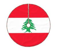 Jupe de sapin de Noël rustique avec imprimé drapeau du Liban, parfaite pour Noël, Halloween et Nouvel An