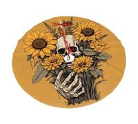Jupe de sapin de Noël squelette de tournesol 76,2 cm en peluche avec tête de mort et fleur - Décoration de vacances - Protection de sol pour la maison, les fêtes, les festivals
