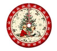 Jupe de sapin de Noël vintage pour enfants, cadeaux de sapin de Noël rouge sous les décorations de vacances pour la maison, l'église, l'intérieur et l'extérieur, les festivals, la décoration de fête