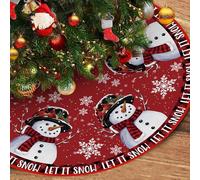 Jupe de Sapin de Noël, ZoneYan Jupe Sapin de Noel 120 cm Ronde, Tapis Sapin de Noel Rouge, Cache Pied Sapin de Noel, pour Les Decoration Noel Sapin, Fête de Vacances