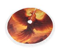 Jupe de sapin de Nouvel An 91,4 cm en dentelle sur un seul côté beau imprimé phénix Convient pour les décorations de Noël