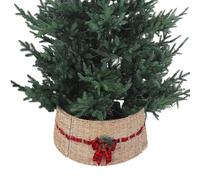 Jupe de sapin, décoration de Noël rustique, collier de base en osier de 61 cm, matériau en osier avec tissage ouvert, housse de support pour arbres de vacances avec breloque décorative, porche, maison