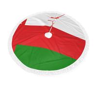 Jupe de sapin du Nouvel An 122 cm en dentelle avec drapeau d'Oman imprimé sur un seul côté Convient pour les décorations de Noël